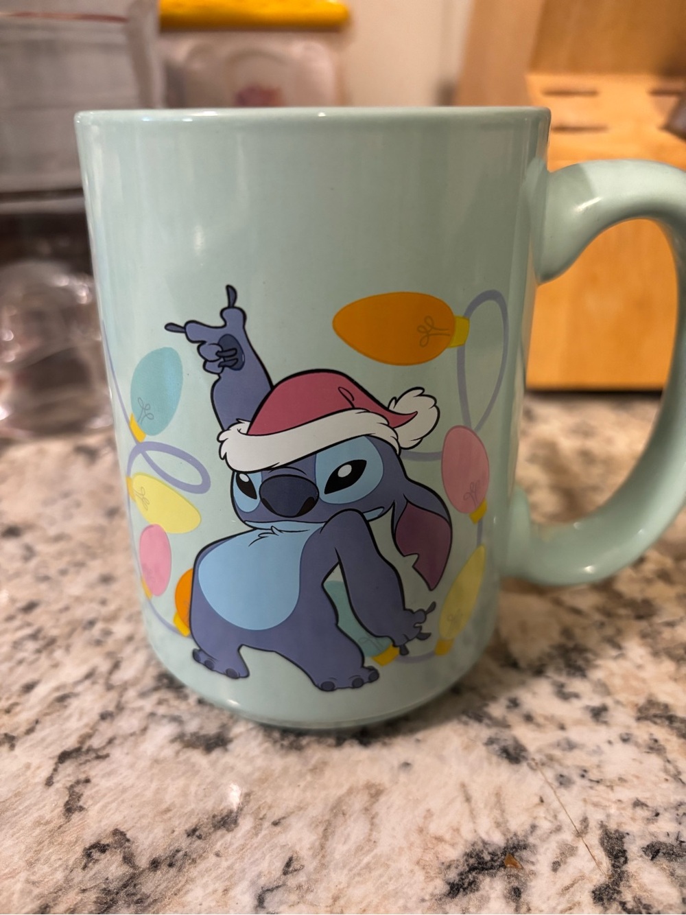 Light Aqua Holiday Stitch Ceramic Mug